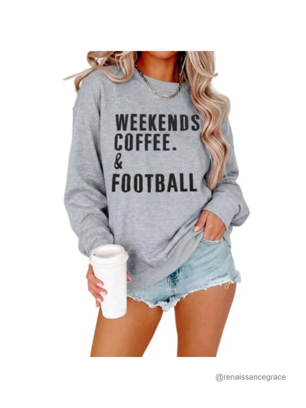 Women's Football Game Day Sweatshirt Crew Neck Long Sleeve Pullover